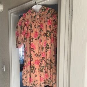 Entro Pink and Green Smocked Ruffled Sundress